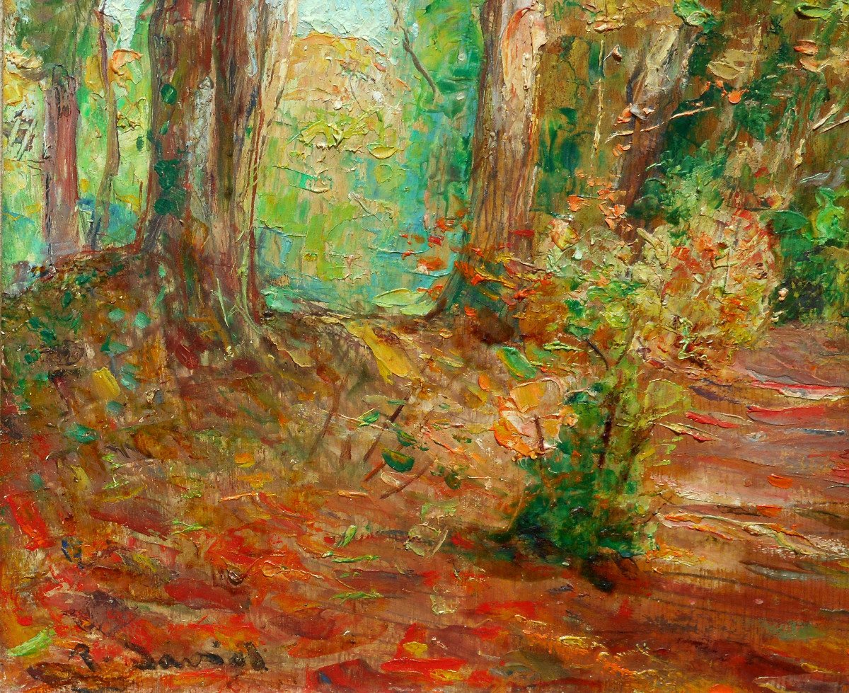 Raoul David (1876-1950) Bretagne - Vitré - Rennes Hsb 28 X 23 Cm - Undergrowth In Autumn-photo-2