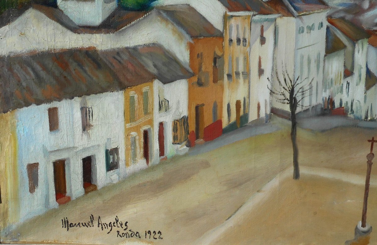 Manuel Angeles ORTIZ (1895-1984) paysage cubiste RONDA 1922 ESPAGNE ANDALOUSIE-photo-4