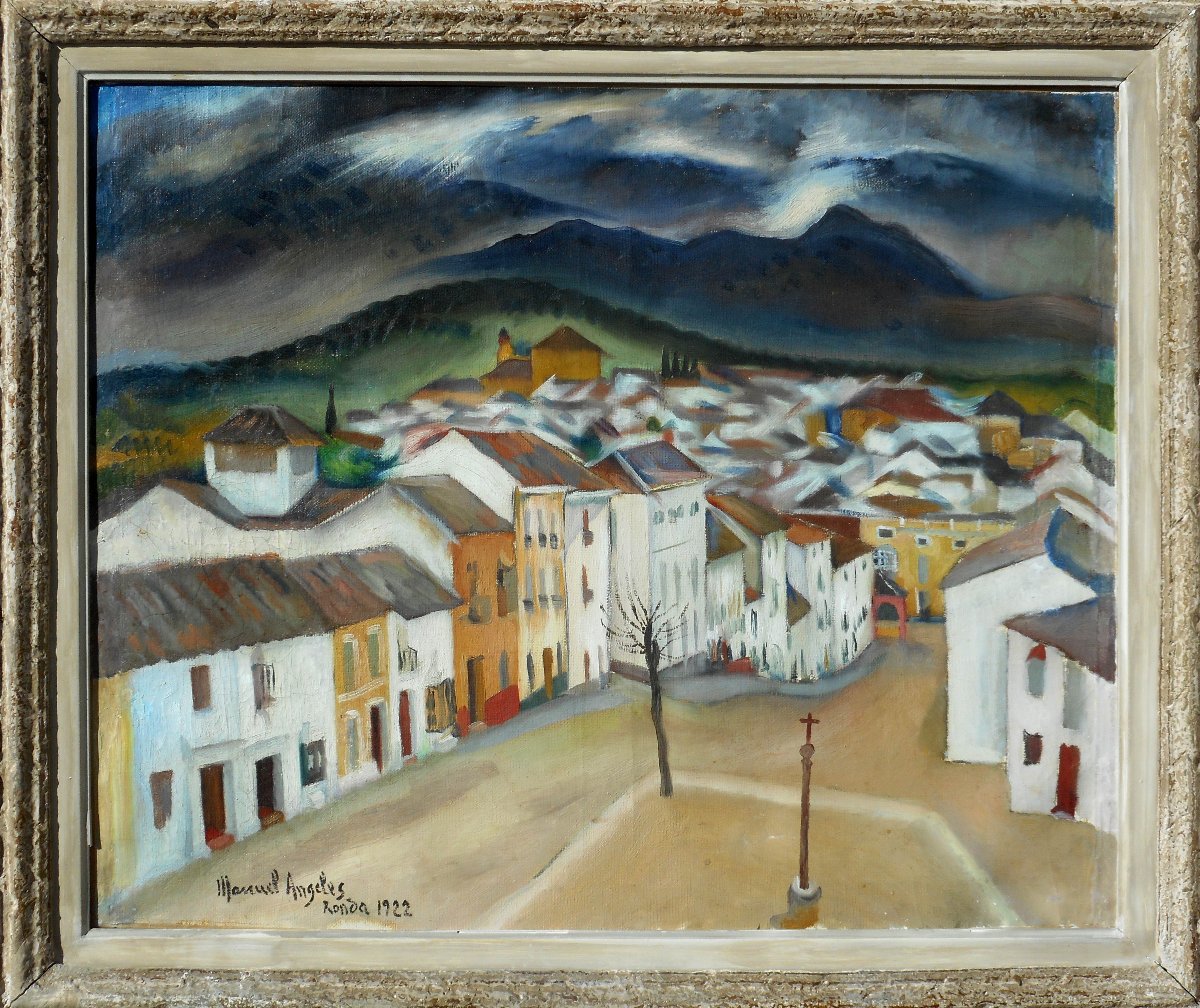 Manuel Angeles ORTIZ (1895-1984) paysage cubiste RONDA 1922 ESPAGNE ANDALOUSIE-photo-1