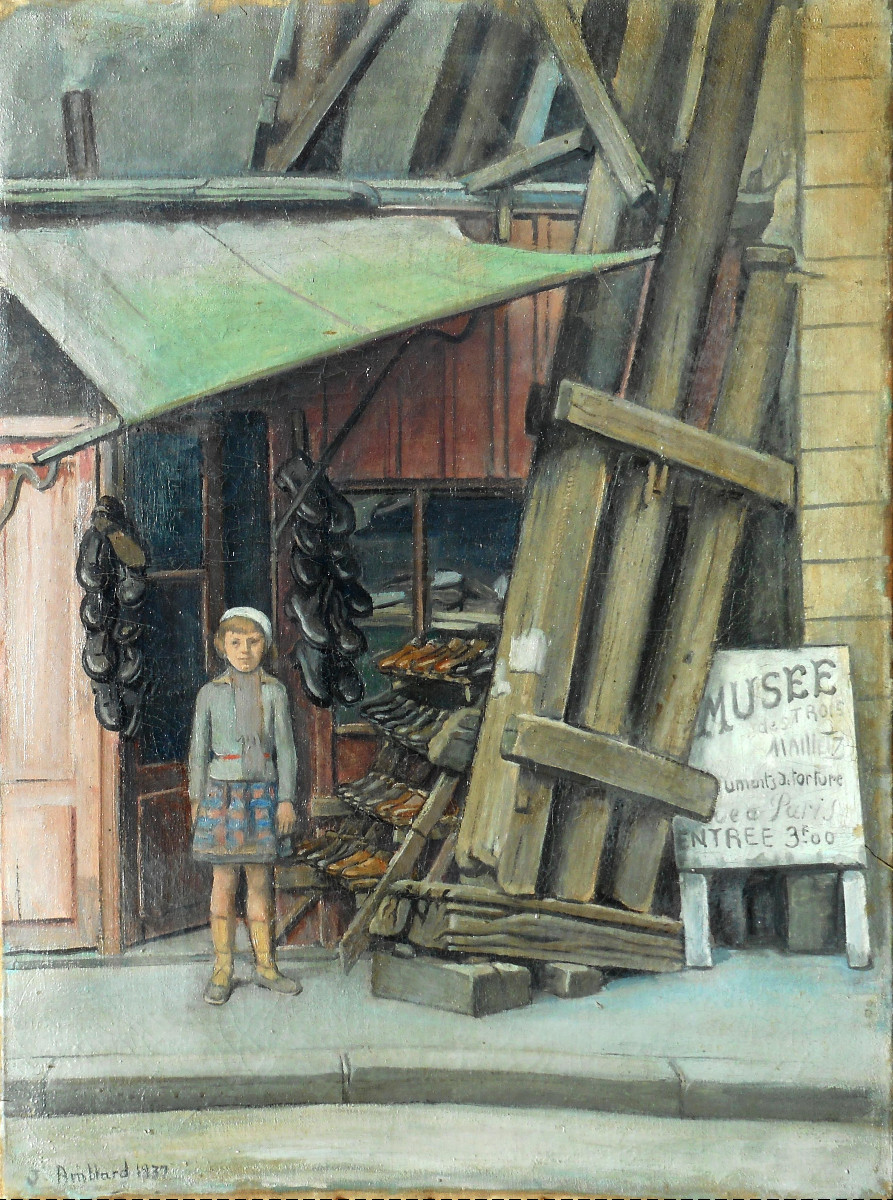 Jean AMBLARD  (1911-1989) PARIS musée des 3 Mailletz 1937 - rue GALANDE -HST 73 x 54 cm
