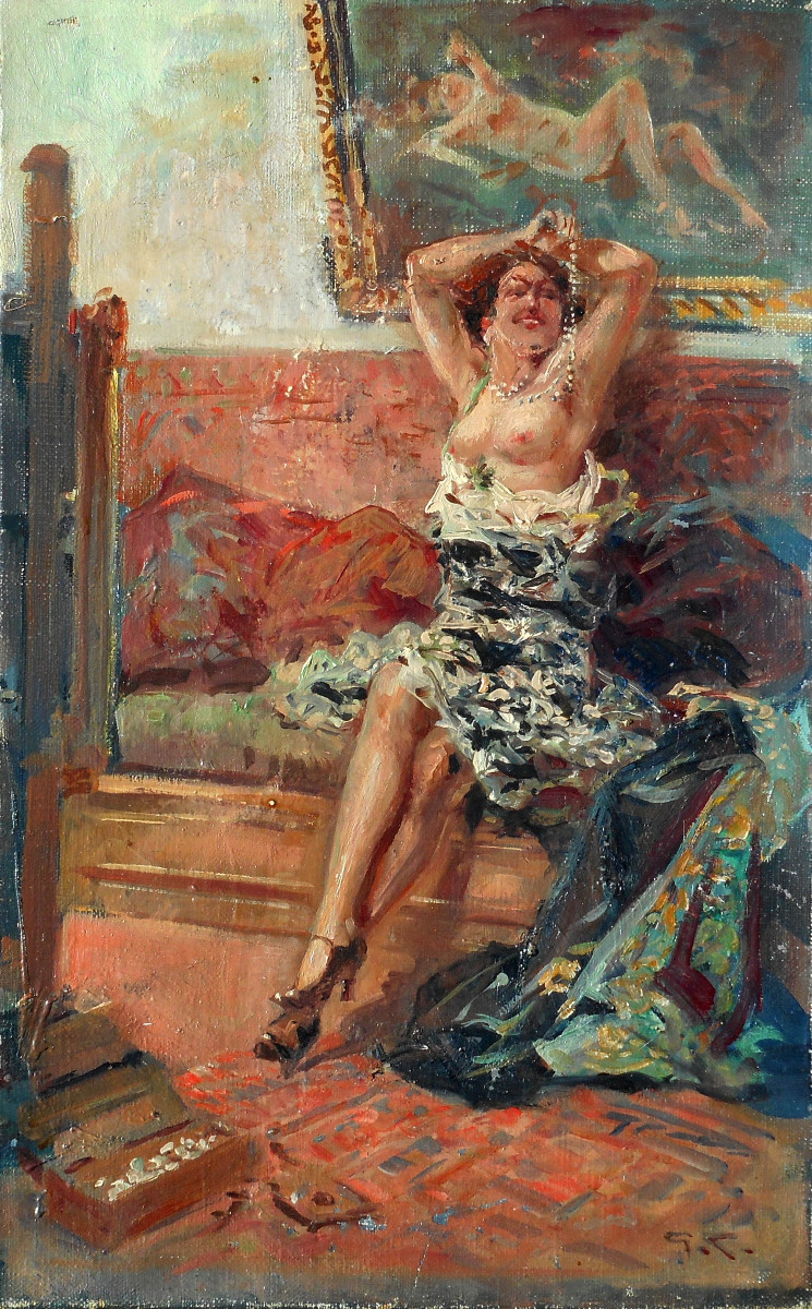 Georges CONRAD (1874-1936) fille de joie - scène de bordel - maison close 