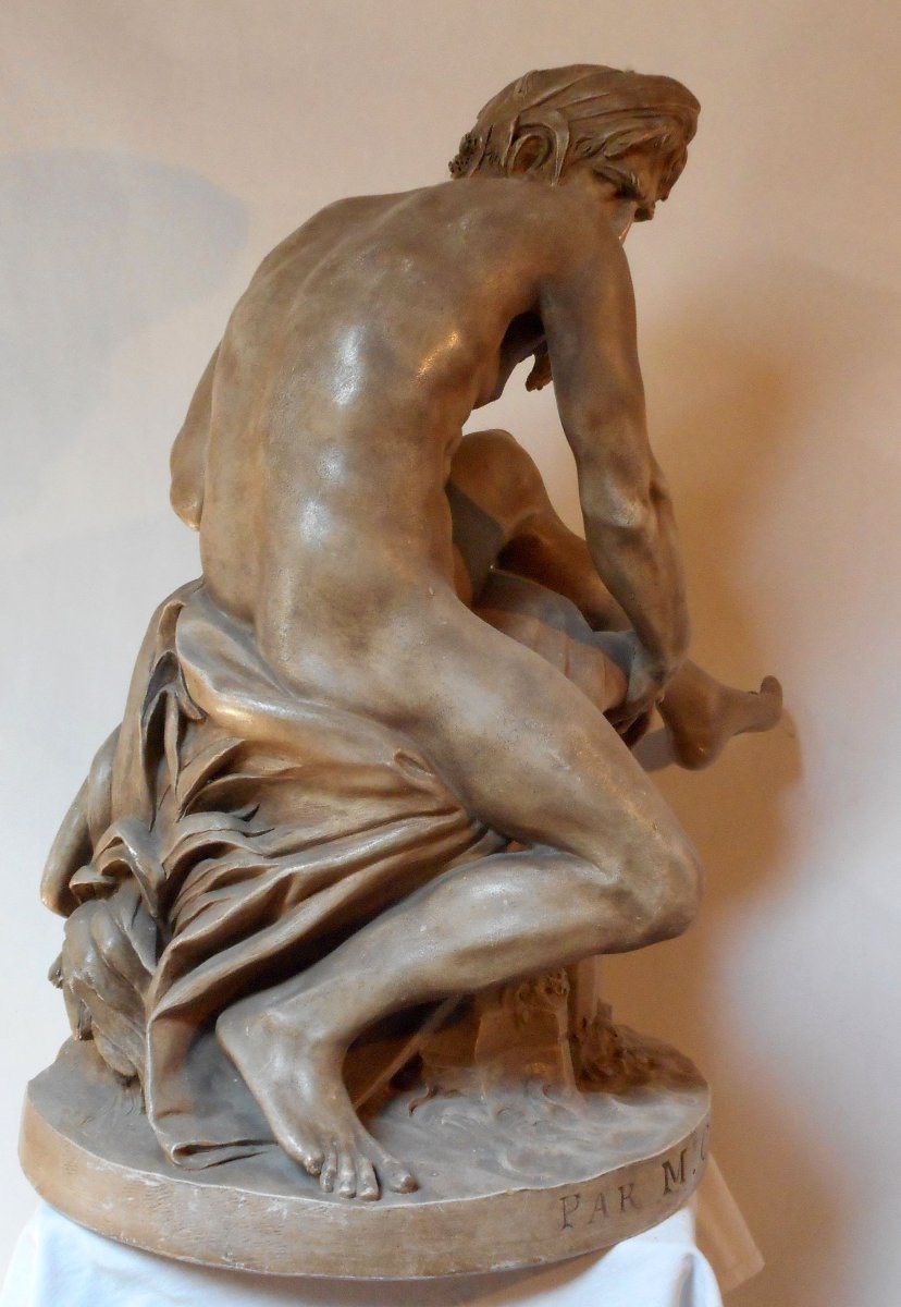 Jean Jacques CAFFIERI (1725-1792) terre cuite patinée : LE  FLEUVE 1759 -H:58 cm-photo-3