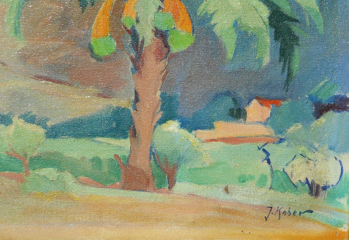 JAN  KOBER ( 1890-1980 ou 1971) POLOGNE -peintre polonais - paysage du LIBAN?-photo-2