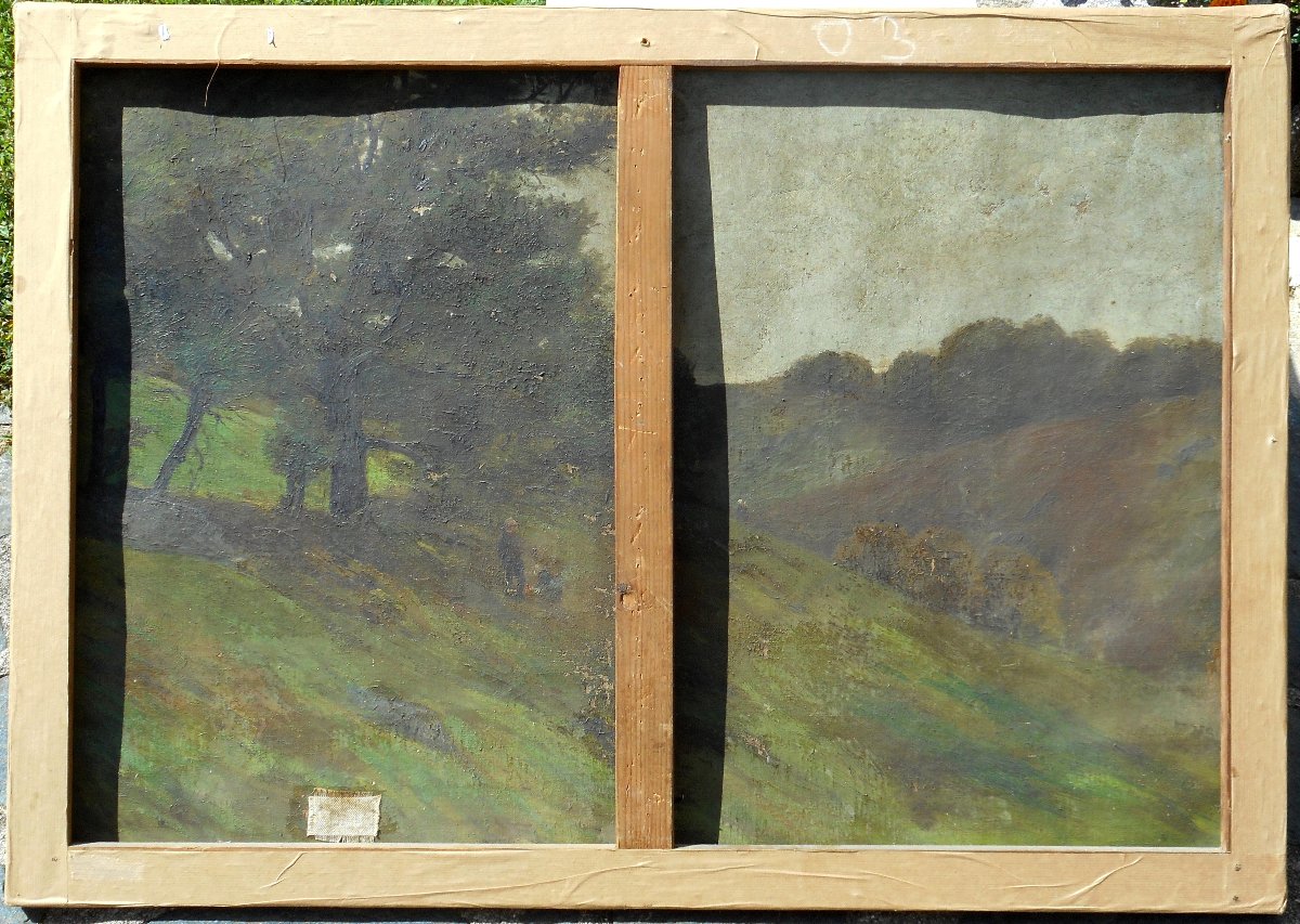 Léon DETROY ( 1859/1955) CROZANT,GUILLAUMIN , vallée de la CREUSE - HST 65 x 92 cm-photo-4