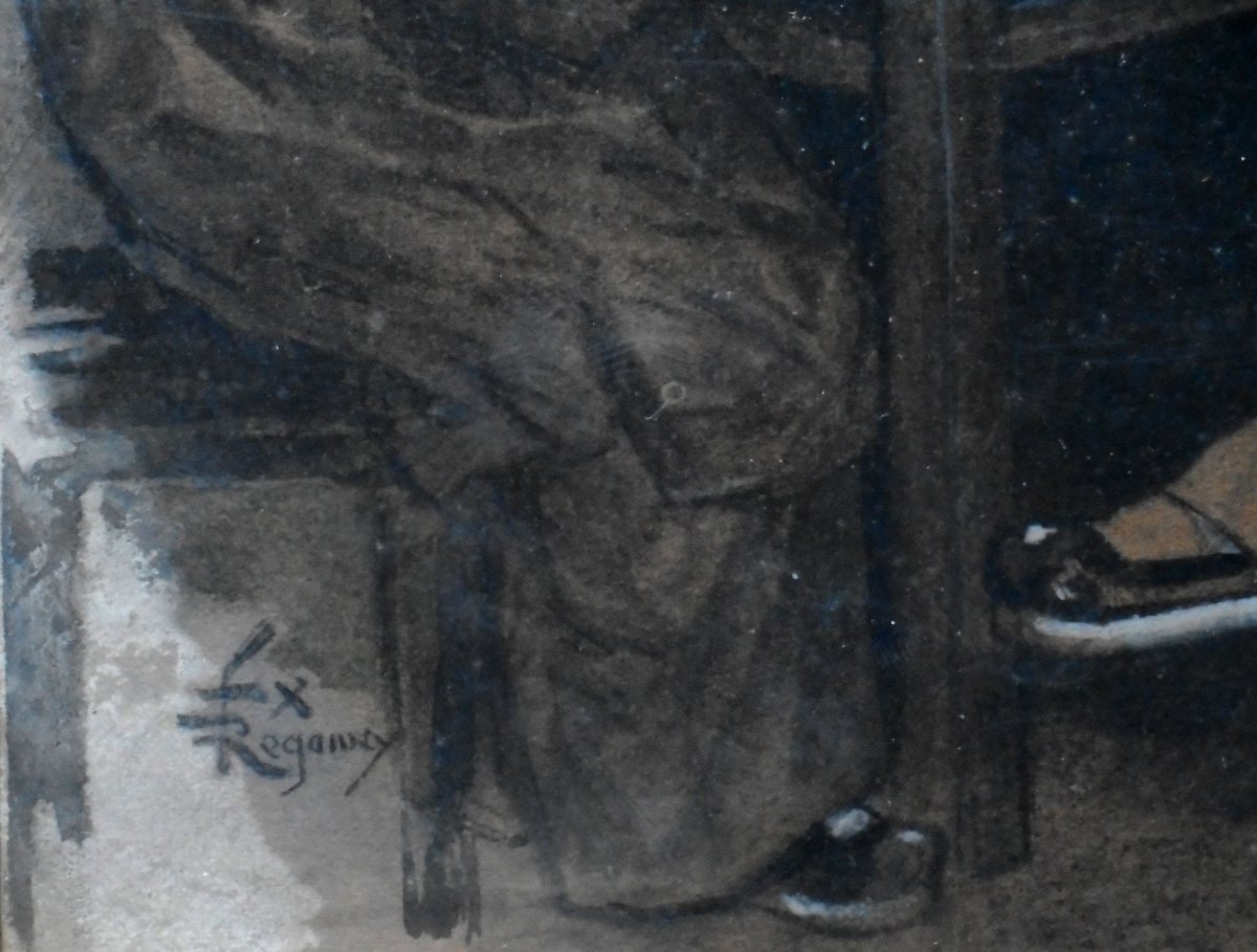 Felix REGAMEY(1844/1907) scène de vie en CHINE - 20 x 18 cm-photo-4