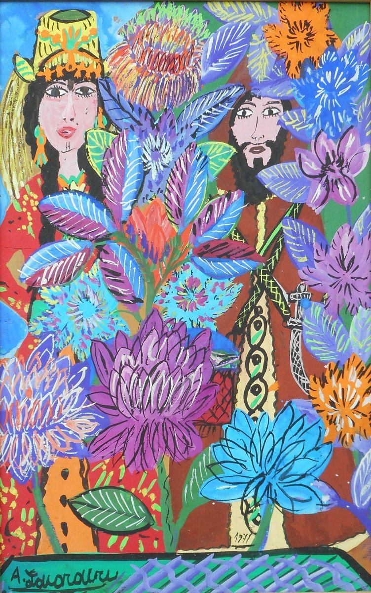 Ahmed Louardiri (1928/1974) Morocco - Berber Wedding 1971 - Oil On Canvas 50 X 32 Cm-photo-2
