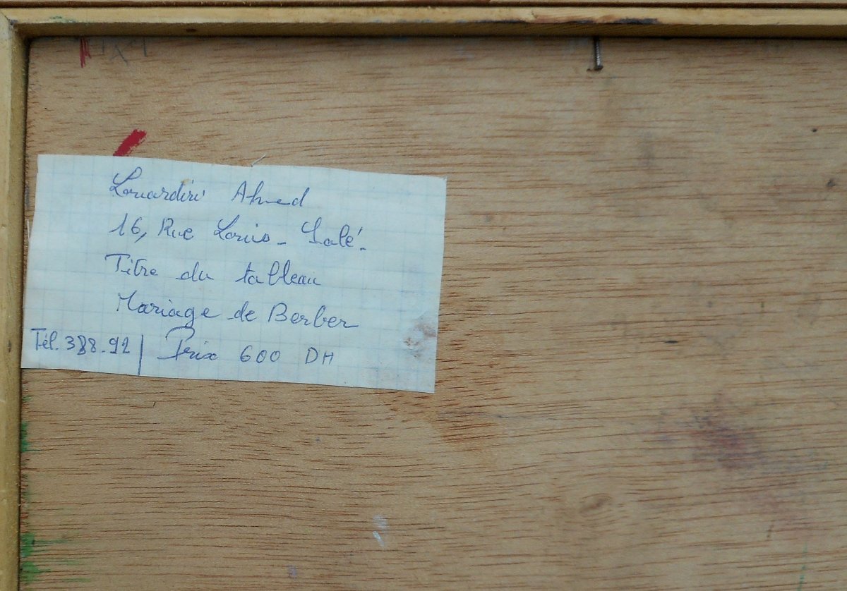 Ahmed Louardiri (1928/1974) Morocco - Berber Wedding 1971 - Oil On Canvas 50 X 32 Cm-photo-4