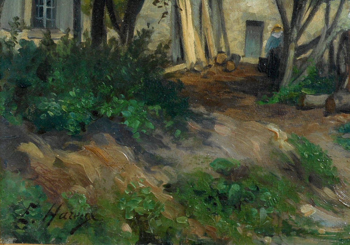 ERNEST  HAREUX (1847/1909) entrée du village de CROZANT - HST 35 x 60 cm-photo-2