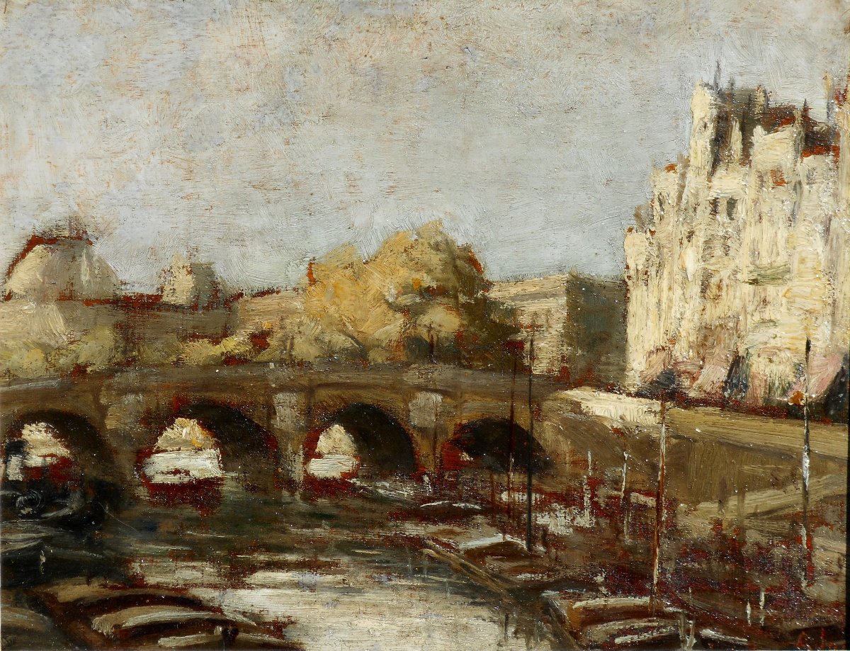 Alexandre JACOB ( 1876/1972) PARIS - pont royal( HSP 18,5 x 24 cm hors cadre)-photo-3