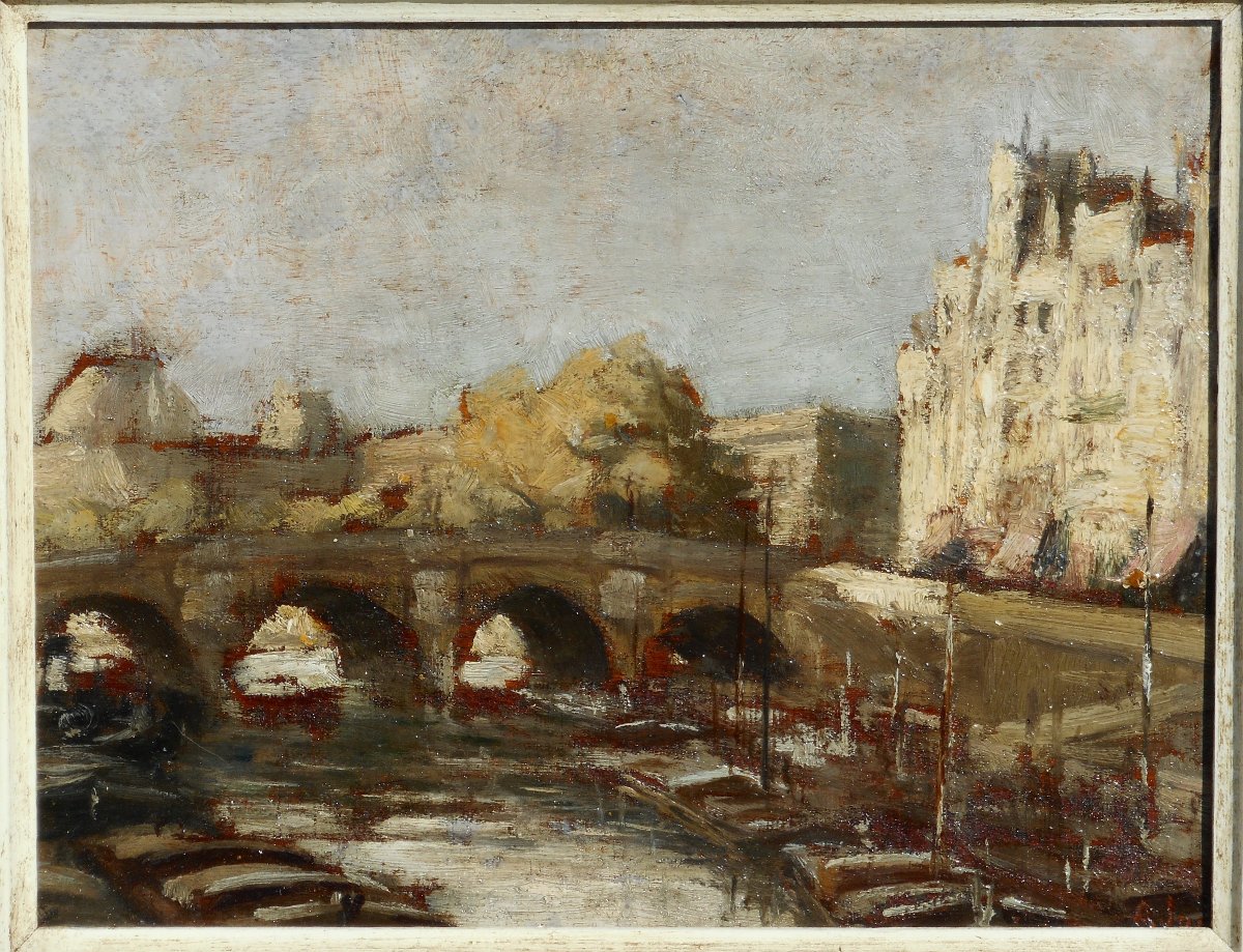 Alexandre JACOB ( 1876/1972) PARIS - pont royal( HSP 18,5 x 24 cm hors cadre)-photo-1