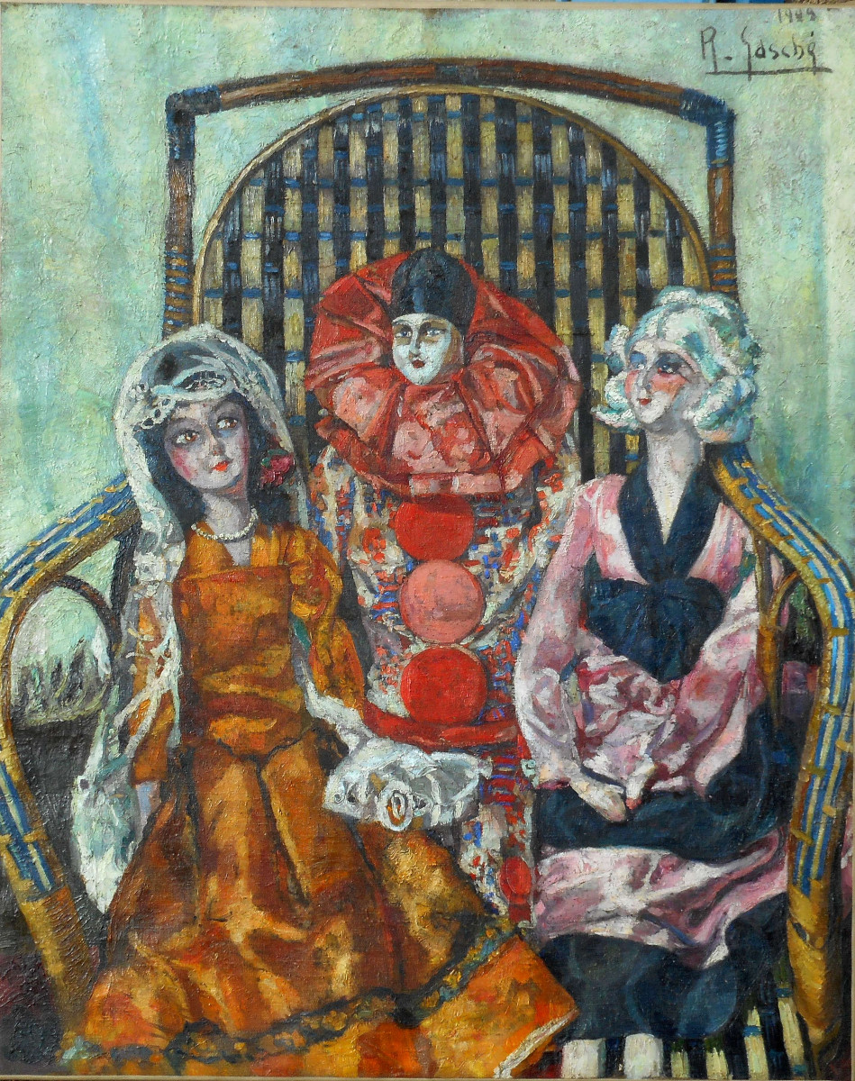 René  Gasché (GASCHE) (1900-?)  "les  poupées 1929" HST 81 x 65 cm - CAMBRAI