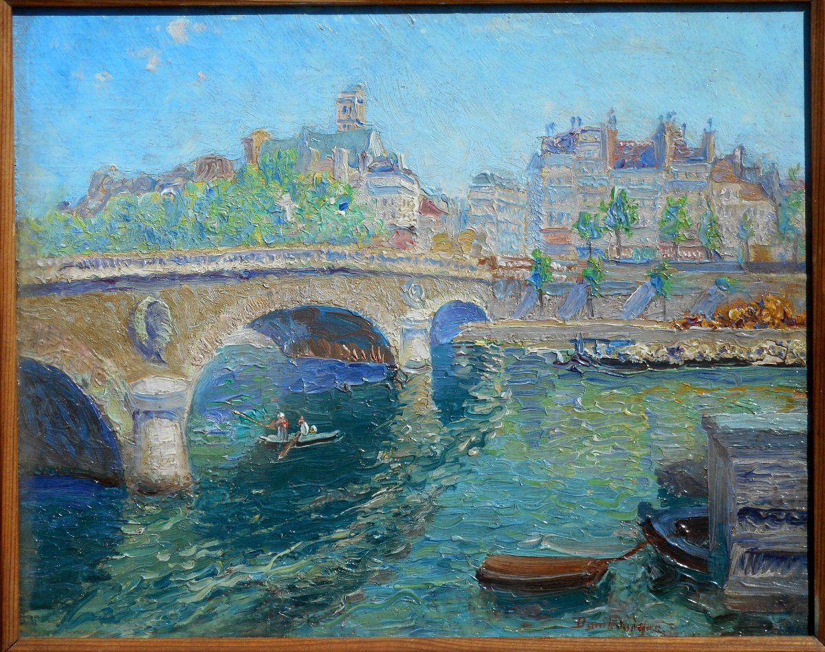 Edouard DAMBOURGEZ (1844/1931) PARIS - le pont LOUIS PHILIPPE-photo-3