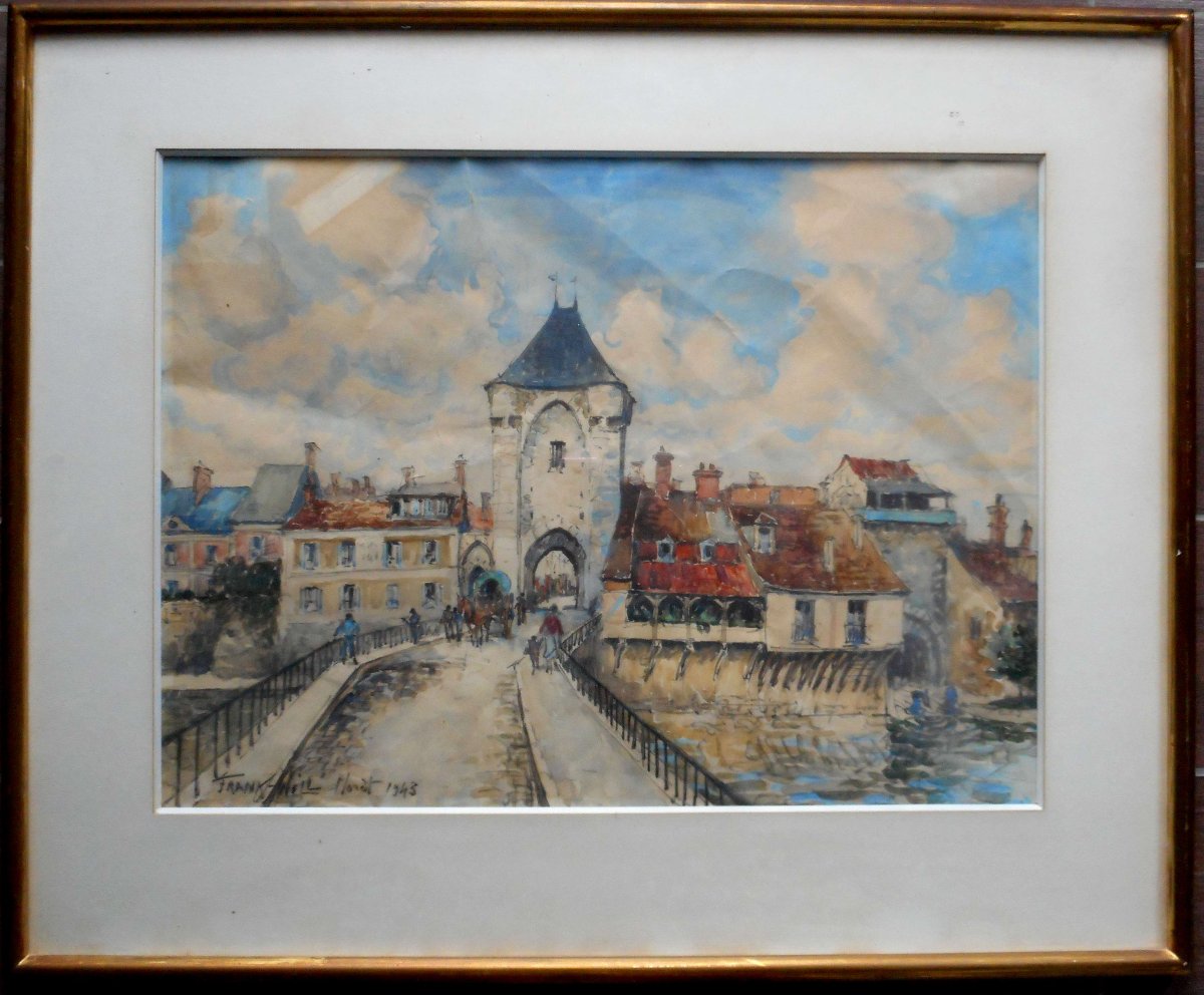 Frank Will(1900/1951) Moret Sur Loing - Watercolor 38 X 51 Cm Dated 1943-photo-2