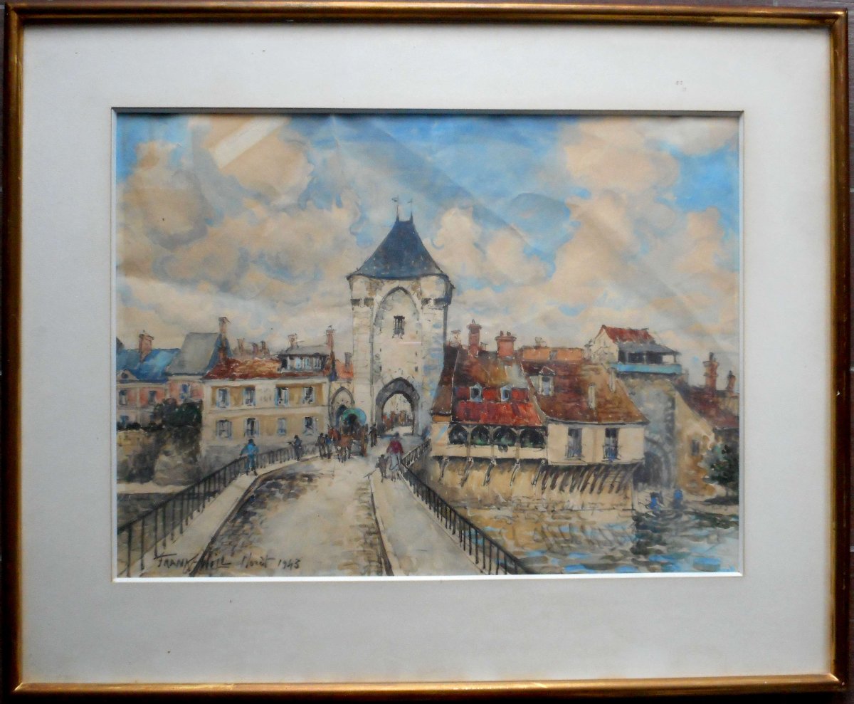 Frank Will(1900/1951) Moret Sur Loing - Watercolor 38 X 51 Cm Dated 1943-photo-1