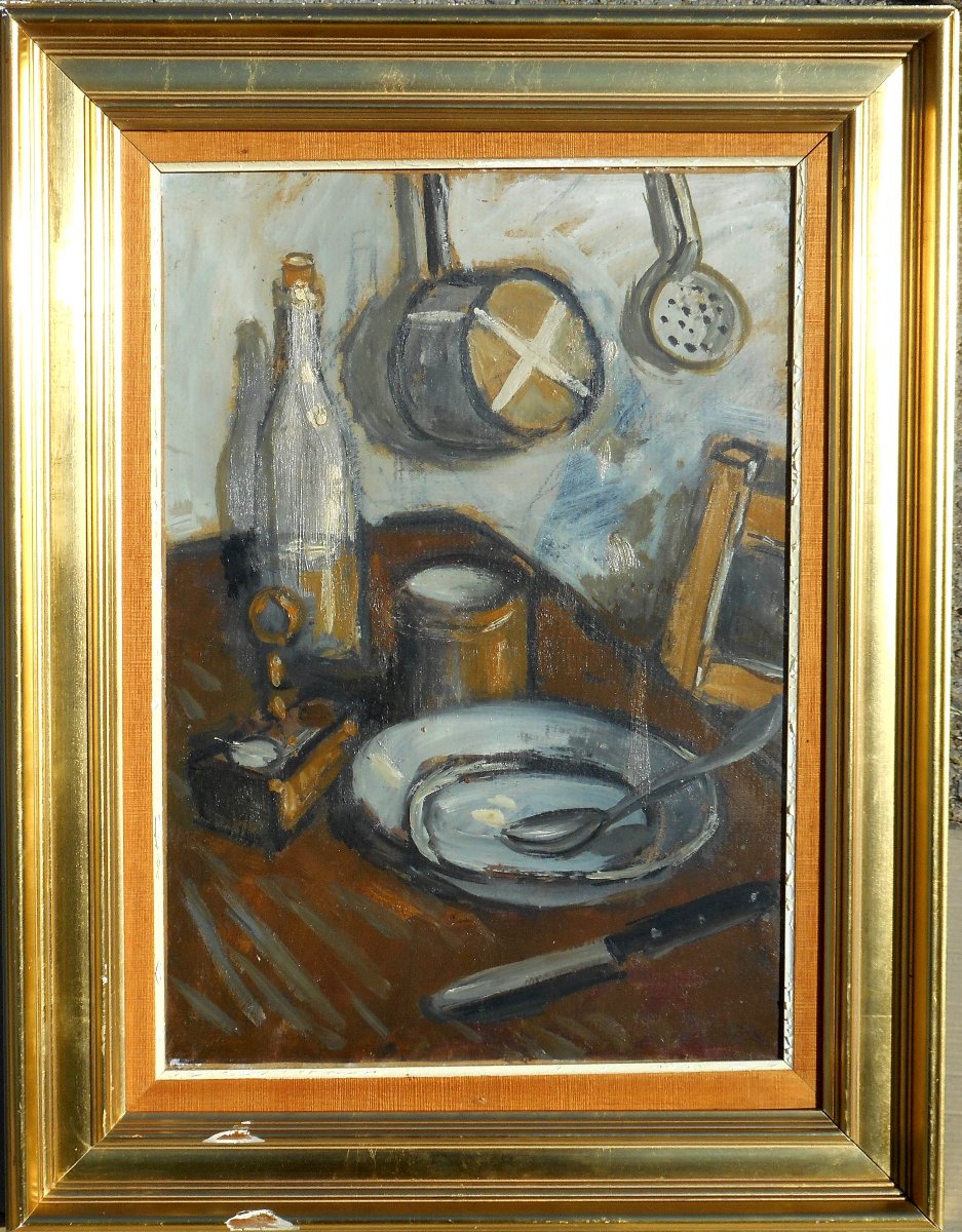Auguste Chabaud (1882/1955) Hst 54 X 38 Cm -bottle And Saucepan-photo-2