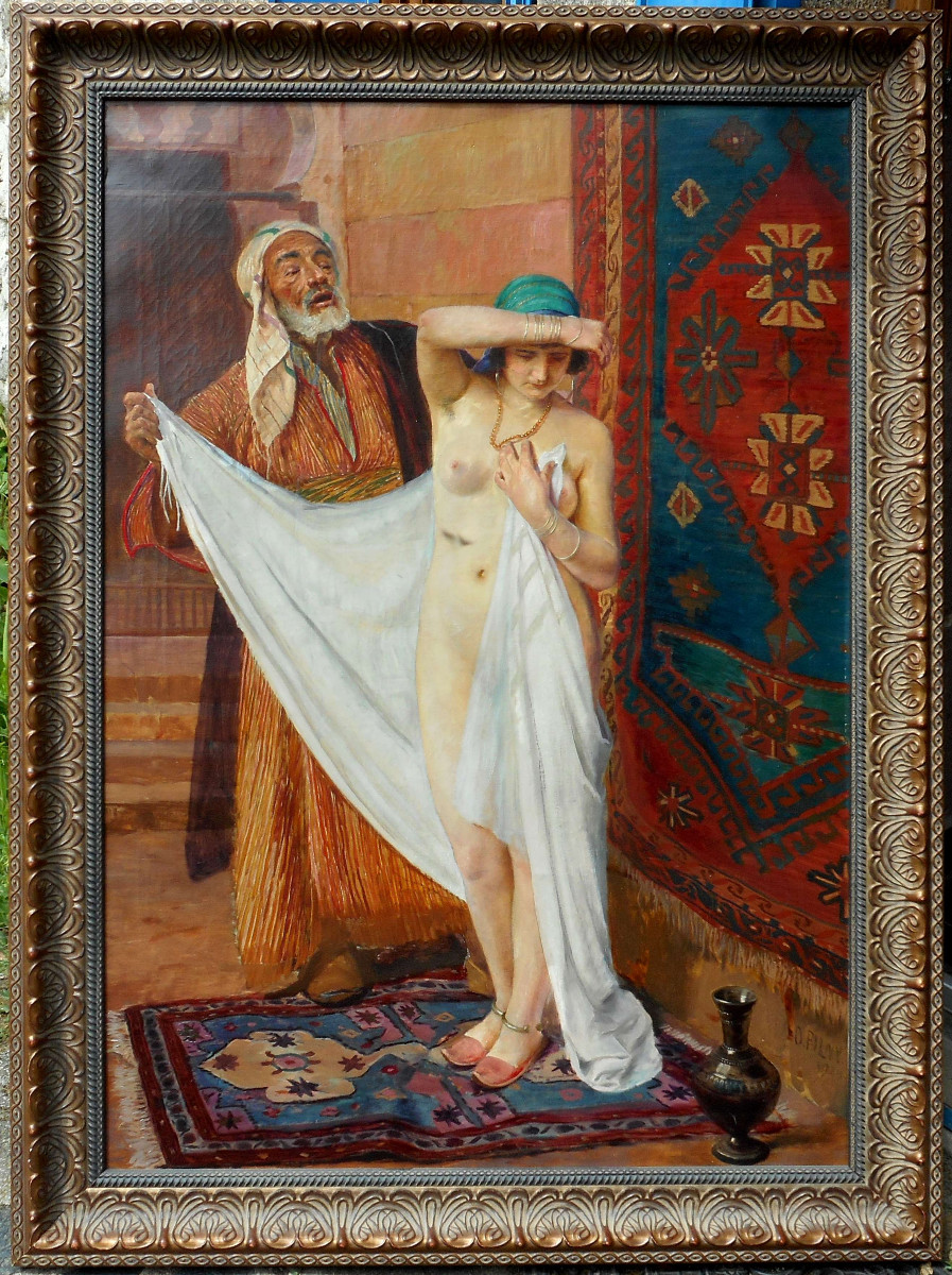 OTTO PILNY (1866/1936) SUISSE-HST 115x81 cm "présentation d 'esclave" 1924