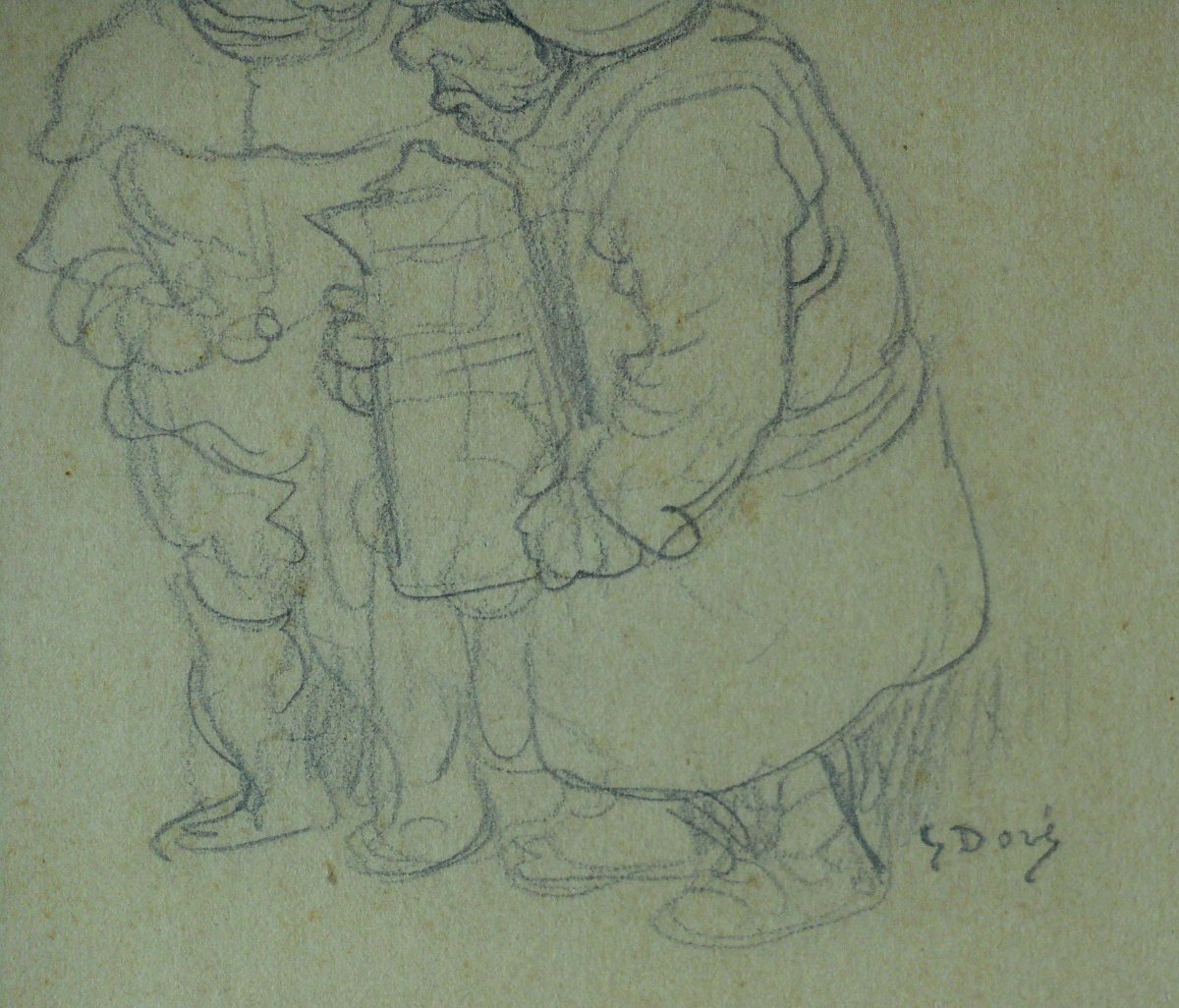 Gustave Doré (1832/1883) dessin 15 x 20 cm (27 x 33 cm encadré) 2 gnomes-photo-4