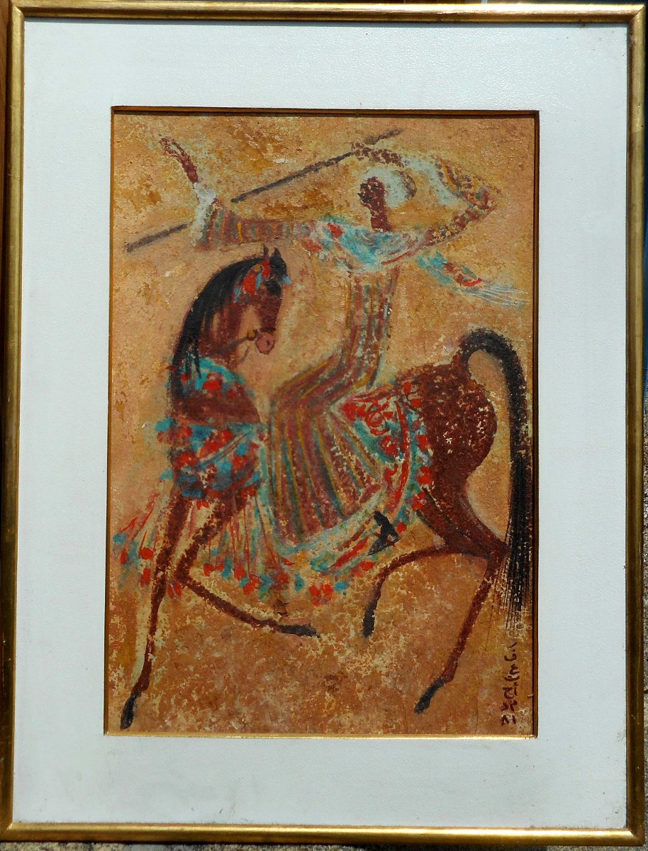 Manuel GIL  - le cavalier -  47 x 32 cm-photo-2
