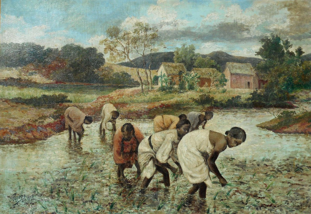 RAJESY (1860/1929) MADAGASCAR - hst 67 x 97 cm - 1913