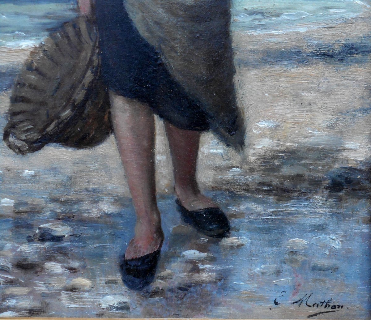 Emile Louis Mathon (1842–1893) Dieppe 1887 — The Little Shrimp Fisherwoman-photo-4