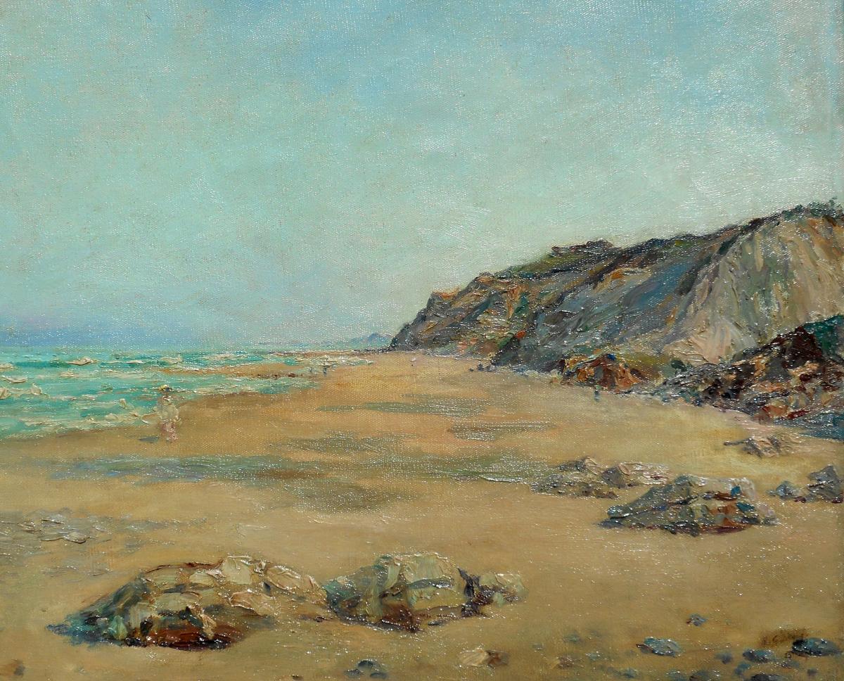 Ricardo Corchon Y Diaque (diaqué) 1863/1925 Beach Scene-photo-2