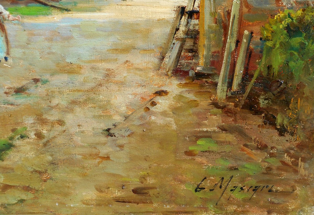 Gustave Mascart (1834-1914) Paris - The Seine On The Island St Denis - Hst 50x65cm-photo-1