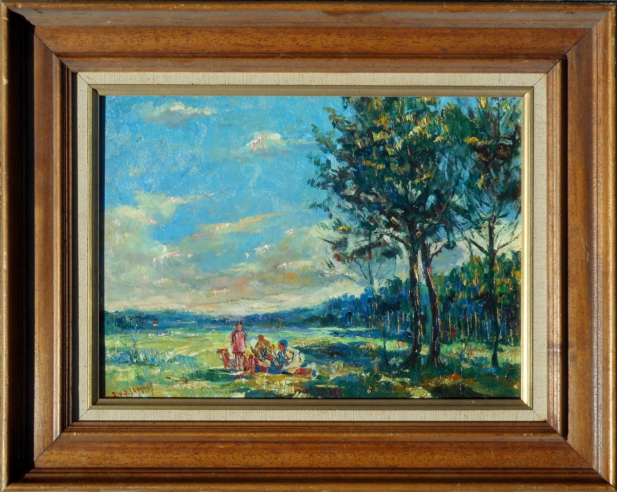 Benoni Van Der Gheynst (1876- 1946) Belgium - Knokke 1930 Oscar Wood Hsb 24x33cm