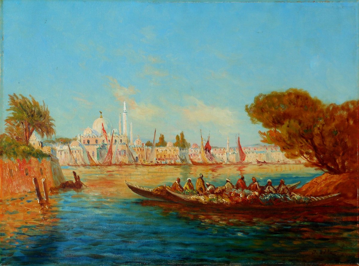 JOSEPH  ODDE (Oddé) XIX-XXé- ISTANBUL- BOSPHORE - TURQUIE - HST 48x65cm MARSEILLE-photo-2