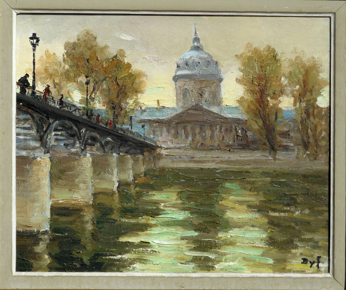 Marcel Dyf (1899-1985) Paris - The Bridge Of The Arts And The Institute - Hst 38x46cm-photo-3