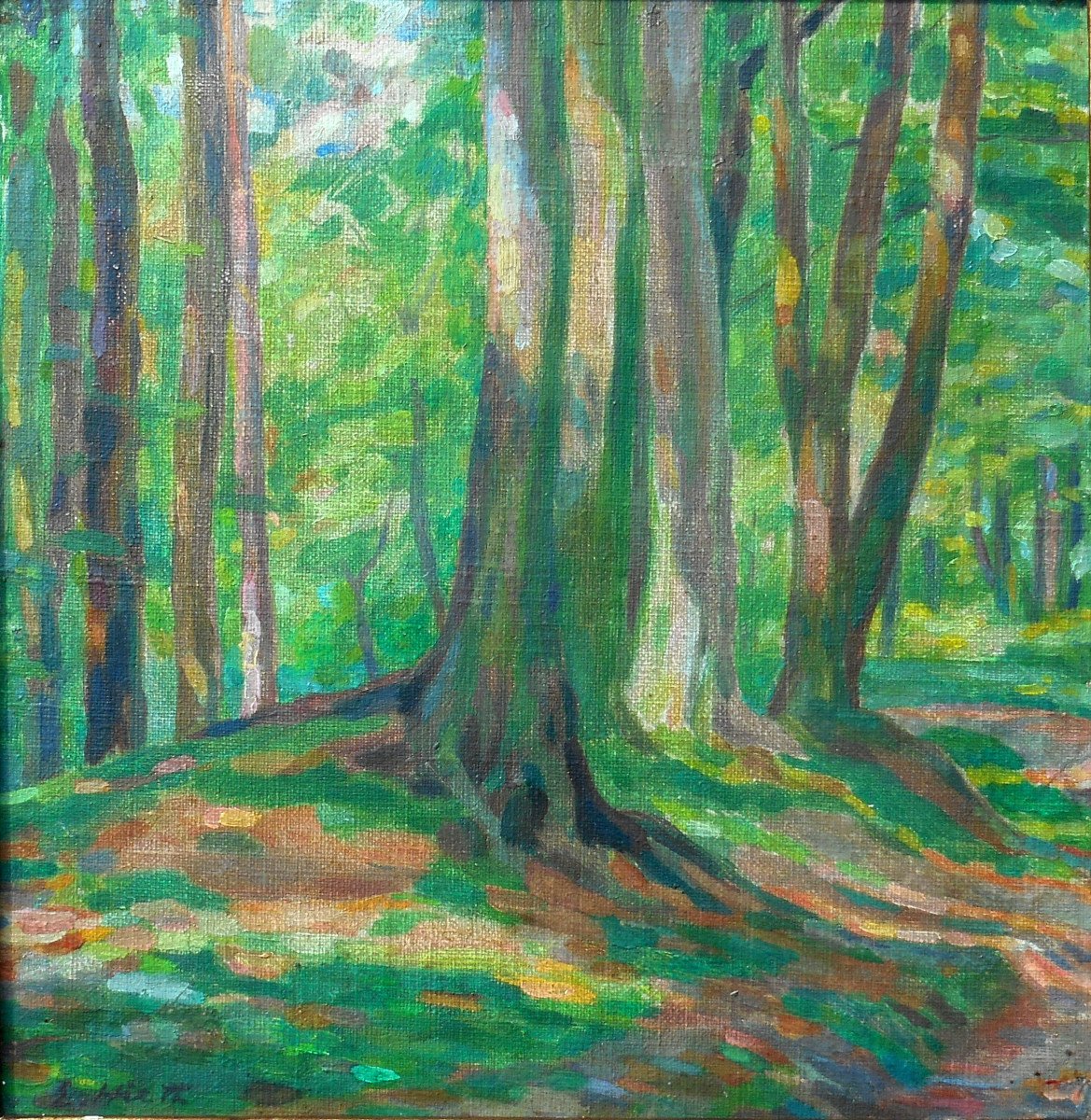 Edouard HIRTH (1885-1980) ALSACE - STRASBOURG - MULHOUSE  sous bois vers 1915 -hsp23,x23cm