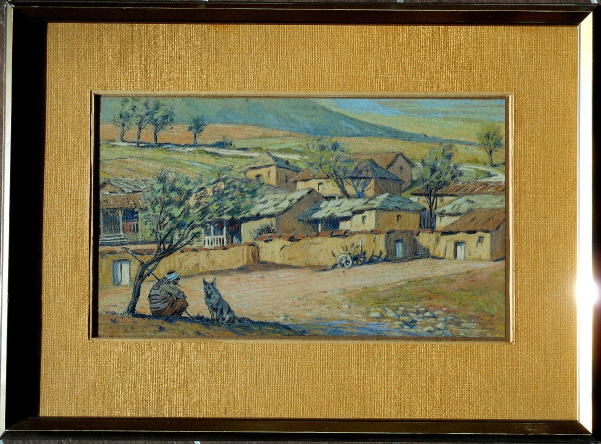André FREMOND ( 1884-1965) village de MACEDOINE 1915