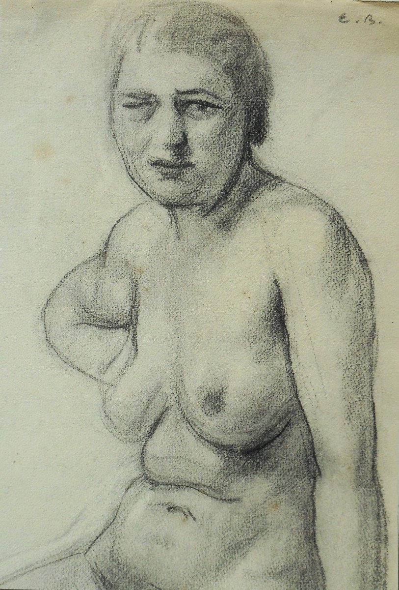 fusain 30 x 21 cm monogramé E.B.  (Emile BERNARD ? (1868-1941 )