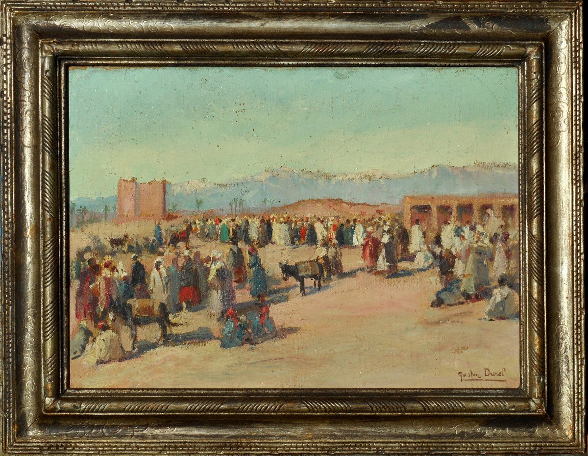 GASTON  DUREL (1879 - 1954) "les remparts de MARRAKECH " MAROC