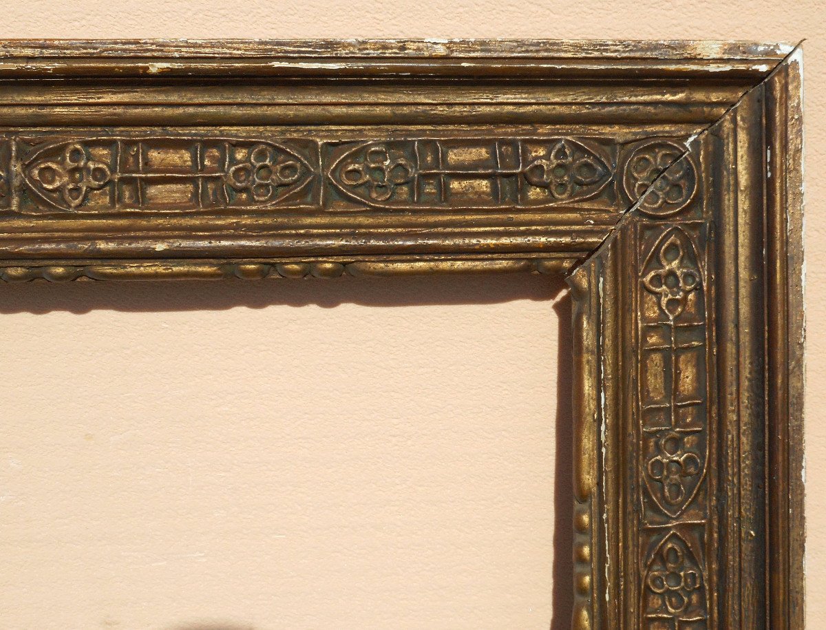 Carved Gilded Wooden Frame XIXth 25p Ideal For Religious Painting 81 X 60 Cm From The XVII Or XVIII Th