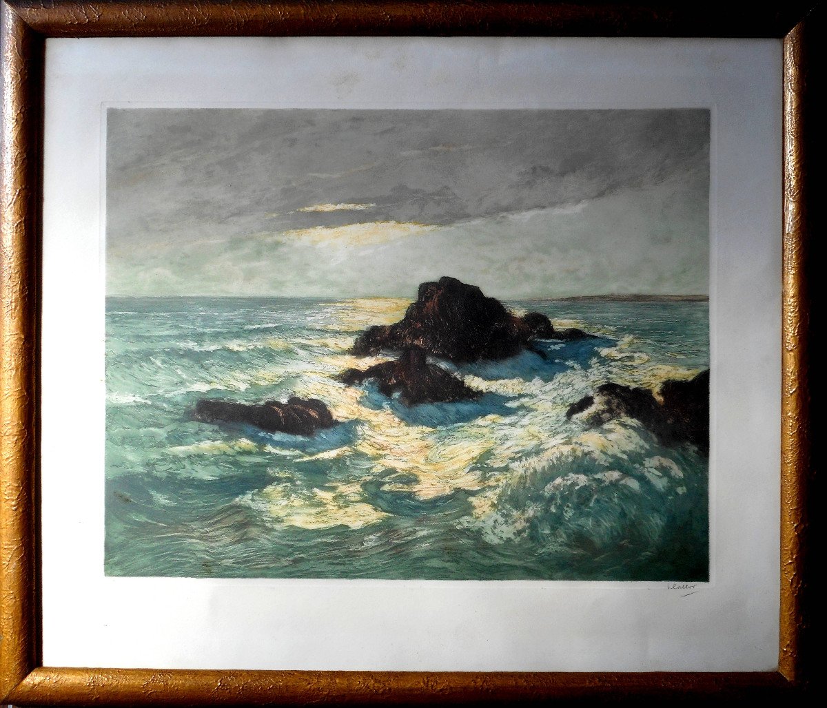 Henri CALLOT (1875-1956) aquatinte 46 x 59 cm fond de cuvette - île d'YEU