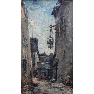 Emile Noirot (1853-1924) Bricquebec In Contentin - Manche - Normandy Hst 33 X 19 Cm (1896)