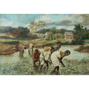 RAJESY (1860/1929) MADAGASCAR - hst 67 x 97 cm - 1913