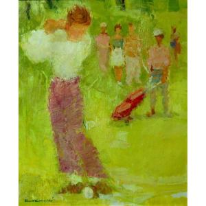 Edmund ERNEST-KOSMOWSKI (1900/1985) Pologne - HONFLEUR - le golfeur