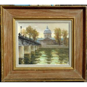 Marcel Dyf (1899-1985) Paris - The Bridge Of The Arts And The Institute - Hst 38x46cm