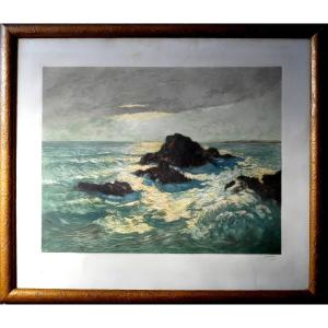 Henri CALLOT (1875-1956) aquatinte 46 x 59 cm fond de cuvette - île d'YEU