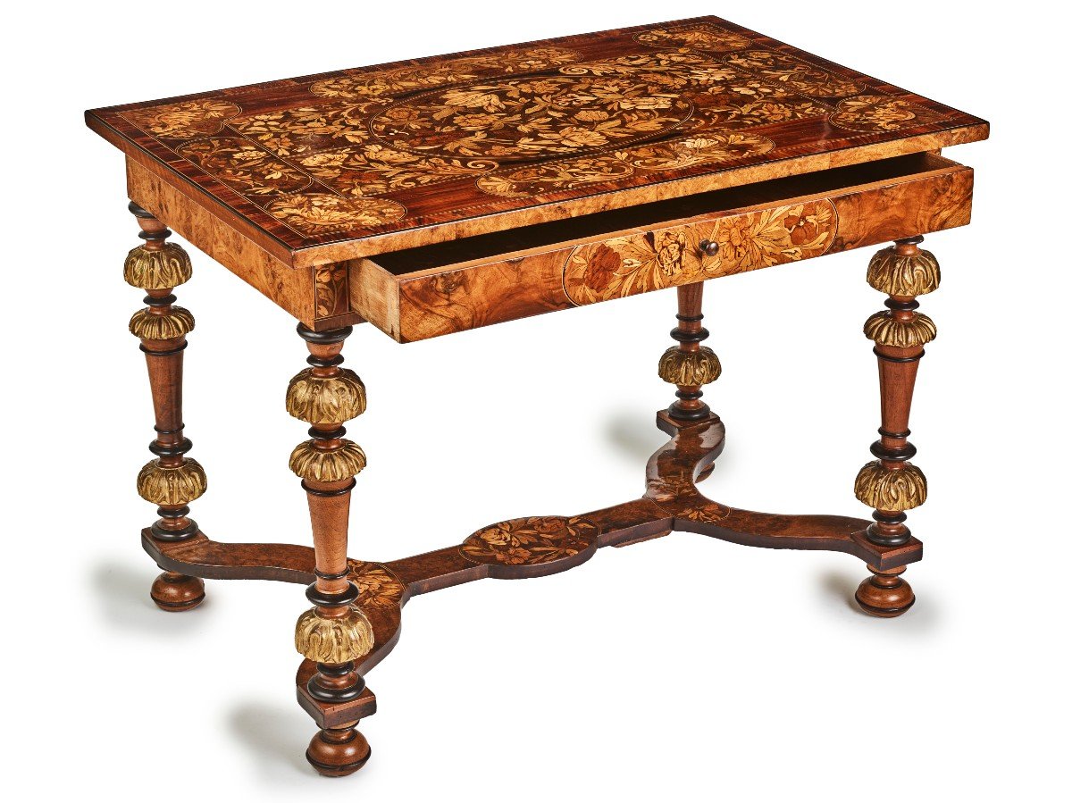 Richly Marquetry Louis XIV Table-photo-2