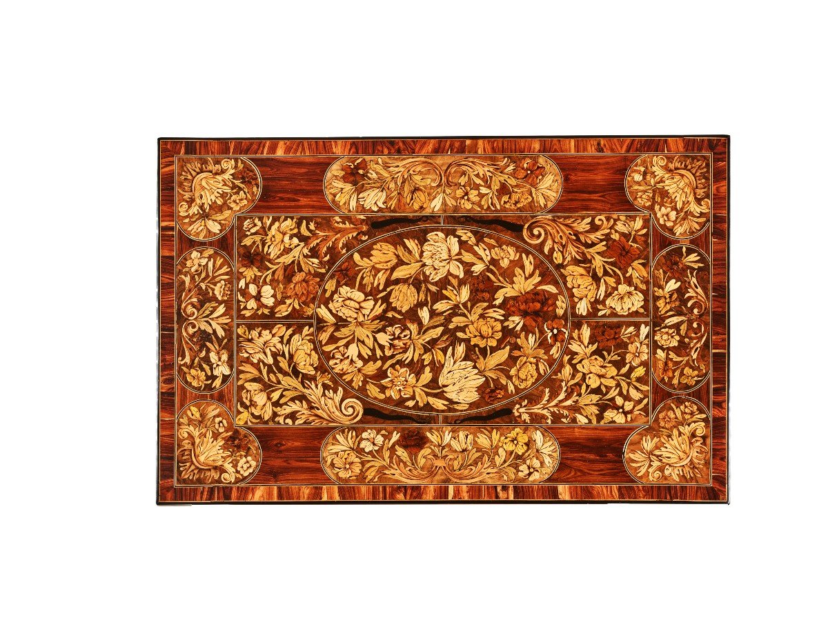 Richly Marquetry Louis XIV Table-photo-3