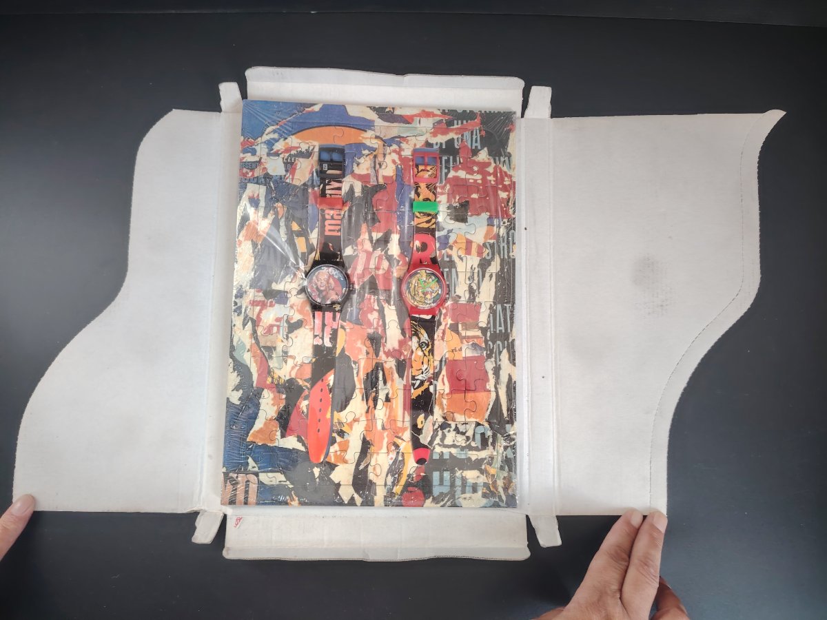 Coffret montre Swatch Rotella set Mimmo Rotella Marilyn Monroe Puzzle tigre 1994-photo-3