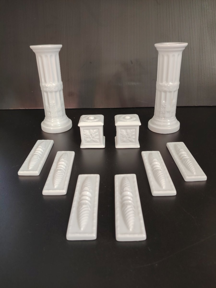 Bernardaud Limoges 2 Candlesticks + 2 Salt Cellars + 6 Knife Holders-photo-5