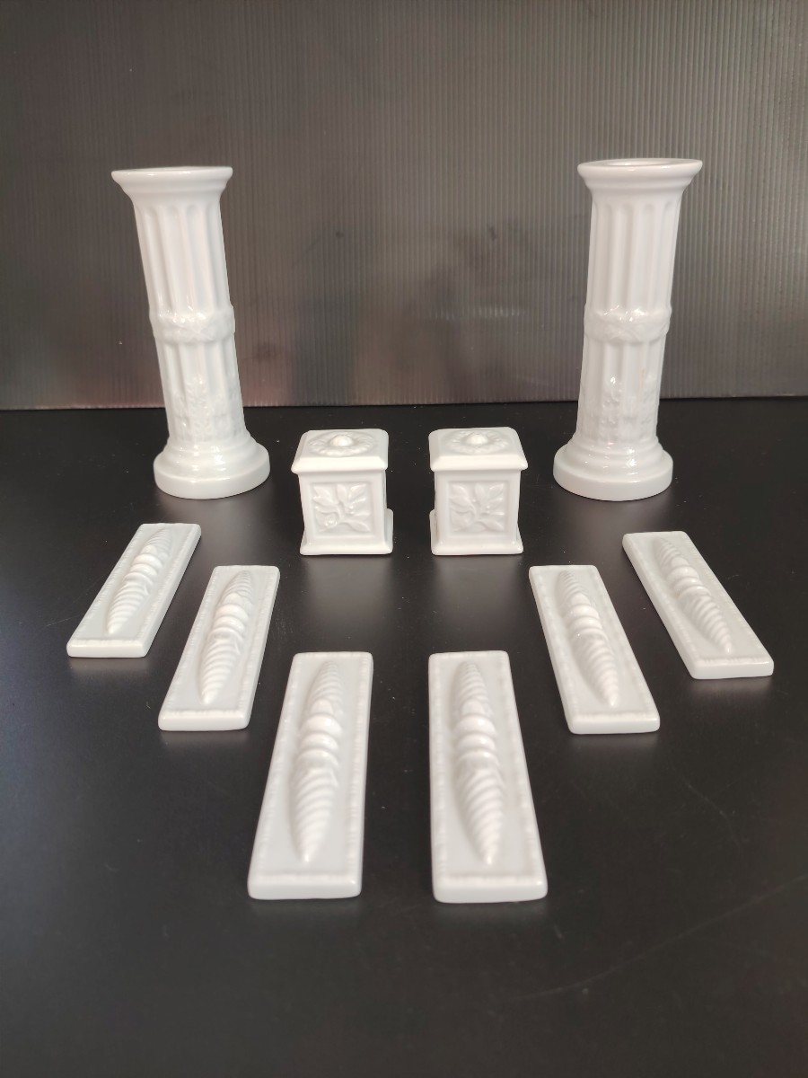 Bernardaud Limoges 2 Candlesticks + 2 Salt Cellars + 6 Knife Holders