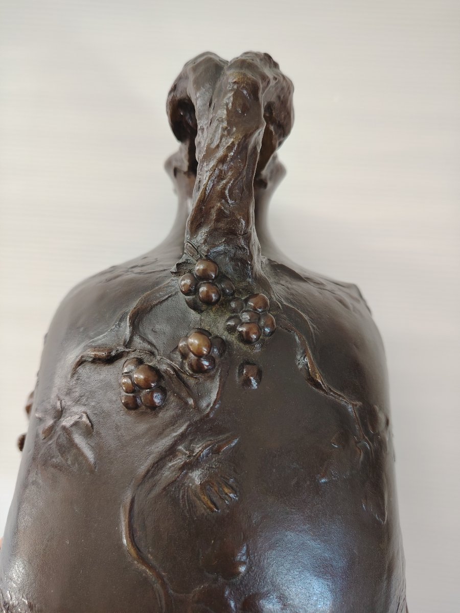 BRONZE ART NOUVEAU 1890 / 1910 signé LEVASSEUR PATINE BRUNE NATURALISTE-photo-1