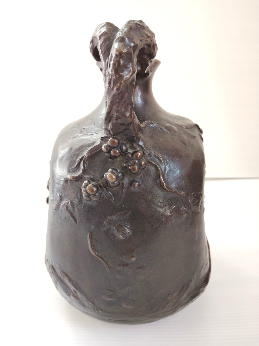 BRONZE ART NOUVEAU 1890 / 1910 signé LEVASSEUR PATINE BRUNE NATURALISTE-photo-4