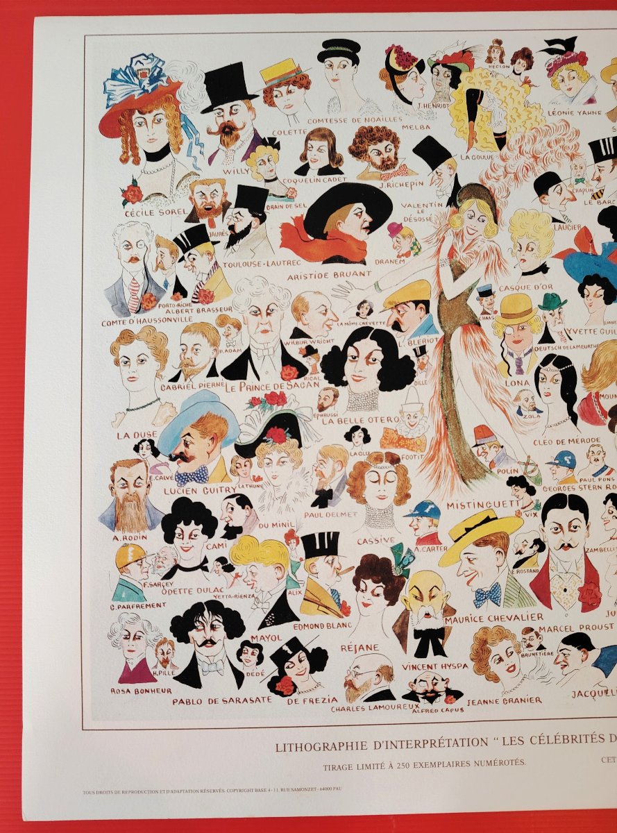 Paul Mirat Numbered Lithograph 171/250  "celebrities Of The Belle époque" In Excellent Condition-photo-2