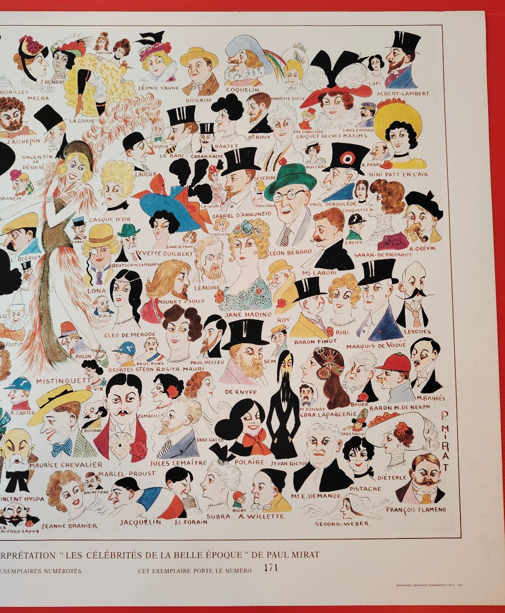 Paul Mirat Numbered Lithograph 171/250  "celebrities Of The Belle époque" In Excellent Condition-photo-3