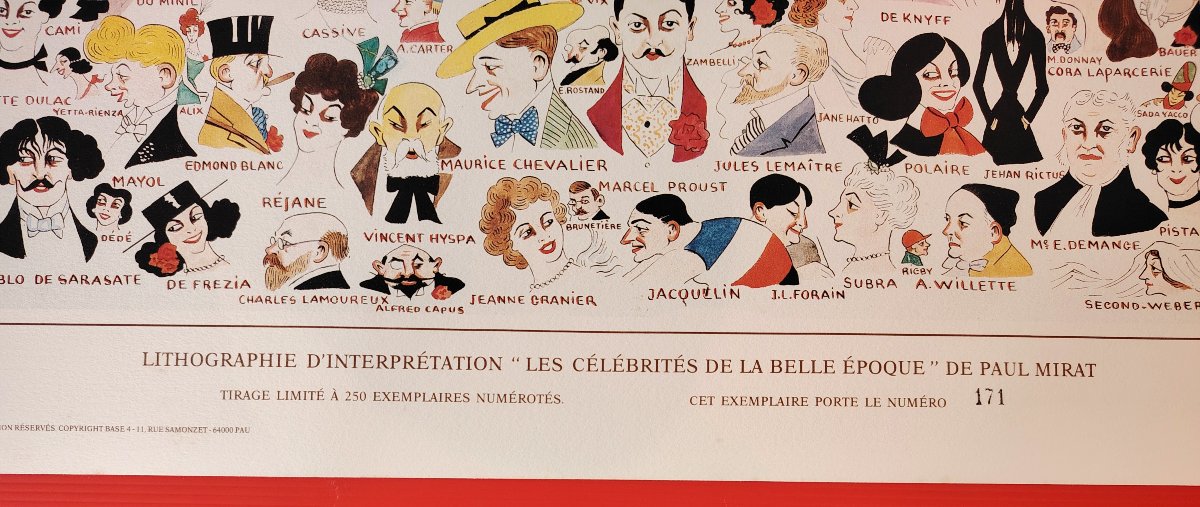 Paul Mirat Numbered Lithograph 171/250  "celebrities Of The Belle époque" In Excellent Condition-photo-4